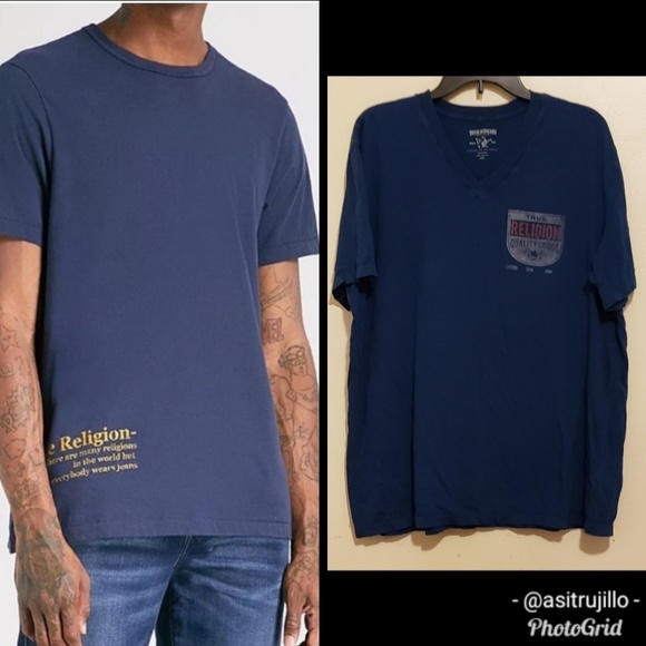 True Religion Other - Blue True Religion V Neck Tee Shirt Sz XXL